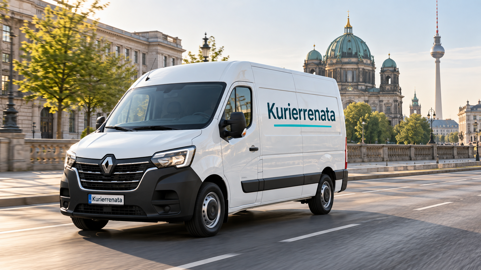 Weißer Kurierrenata Transporter in Berlin